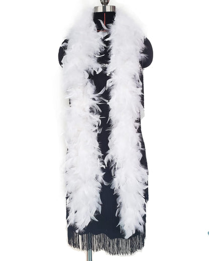 2 Yards 80g Turkey Chandelle Feather Boa for DIY Craft,Party Dancing Dress Up, Halloween Decoration-White
