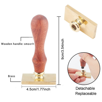 CRASPIRE Wax Seal Stamp Magic Book Vintage Sealing Wax Stamps Coffee Rectangle Removable Brass Head Sealing Stamp with Wooden Handle for Wedding Invitations Valentine's Day Gift Wrap