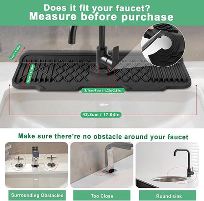 17 Inch Faucet Mat For Kitchen Sink Splash Guard Behind Faucet, ，5°Slope Fast