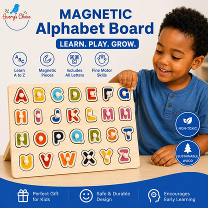 Avery's Choice Magnetic Wooden Capital Letter Board Puzzle, 30 x 22.5 cm