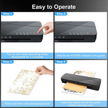 A3 Laminator Machine 13 Inch Thermal Cold 10-in-1 Auto Feed Laminator with 50 Sheets, Paper Trimmer, Corner Rounder, Fast Warm Up Jam-Proof for Home Office School Documents Photos (Black)