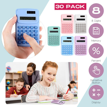 Chumia 50 Pieces Pocket Calculator Bulk Basic Small 4 Function Calculator Battery Powered Handheld Kids Mini Calculators for Students Desktop Primary School Home Office(Macarons)