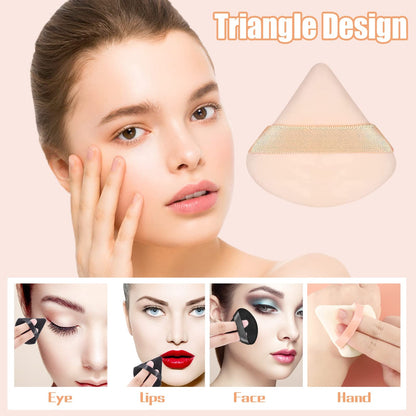 Pimoys 6 Pieces Powder Puff Face Makeup Sponge Soft Velour Triangle Powder Puffs Beauty Sponge Stocking Stuffers for Loose Powder (Black, Pink)