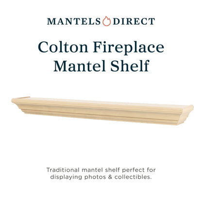 MANTELSDIRECT 60 Inch Floating Fireplace Mantel Wood Shelf in Unfinished - Colton from Mantels Direct | Wooden Rustic Wall Shelf Perfect for Décor and Electric Fireplaces