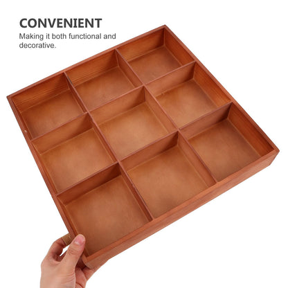 Garneck Wooden with Multiple Compartments Brown Natural Wood Material Storage Divider Box for Jewelry and Small Parts Organizing Versatile Use on Tabletop in Room