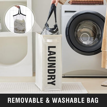 Slim Laundry Hamper with Removable Inner Bag and Side Handles, 45L Small