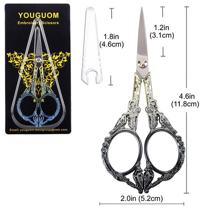 YOUGUOM Sewing Embroidery Scissors, Small Thread Scissor for Craft Artwork Needlework Yarn Knitting Detail Snips, Black Cute Bird Shears
