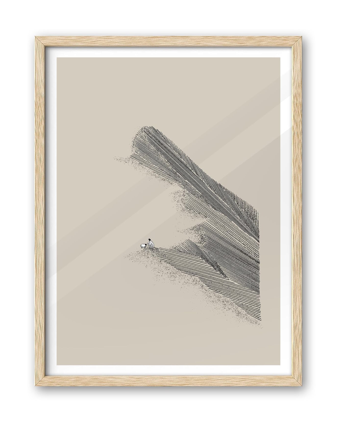 iHery Natural OAK Wood Jesus and Peter Walk on Water Framed Wall Art, 12x16 in Modern Sketch Bible Verses Canvas Art Decor, Beige Logs Boho Scripture 1Pack for Living Room Bedroom