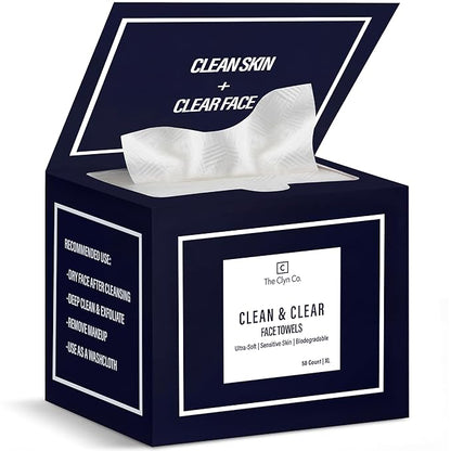 Clean & Clear Face Towels, Disposable Luxury Facial Towels, 100% Viscose