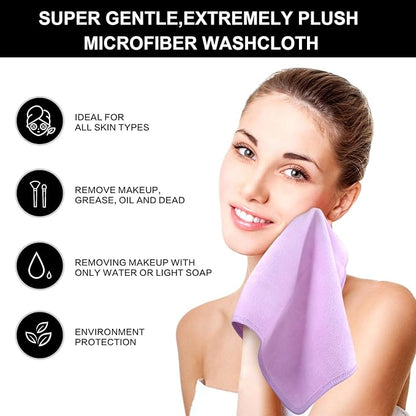 SINLAND Microfiber Facial Cloths Fast Drying Washcloth 12inch x 12inch Light