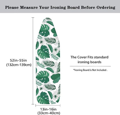 Green Leaves Ironing Board Covers Durable Stain Resistant Hook and Loop