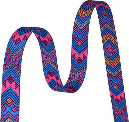 MarukoPet Dog Collar, Adjustable for Small Medium Large Dogs Puppy, Cute Design with Bohemia Floral Tribal Geometric Patterns Boys Girls Dog Collar(Orange Ethnic Style-L)