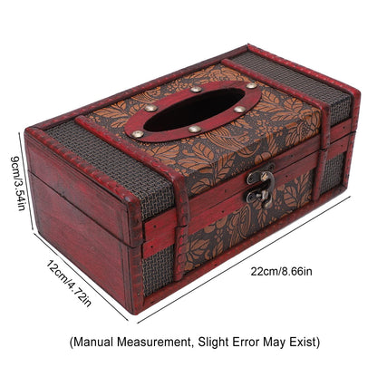 Classical Retro Wooden Antique Tissue Box, Wooden Tissue Box Vintage Style Wood Classic Texture Holder for Bathroom Toilet Living Room Kitchen