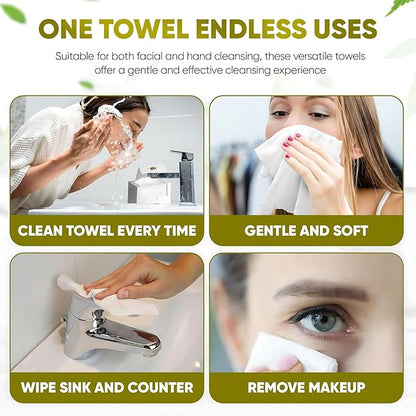 Disposable Face Towels – 100 Count XL 10”x12” Biodegradable Dry Wipes | Ultra