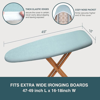 Ironing Board Cover and Pad 18x49， Extra Wide Thick Iron Padding, Scorch and