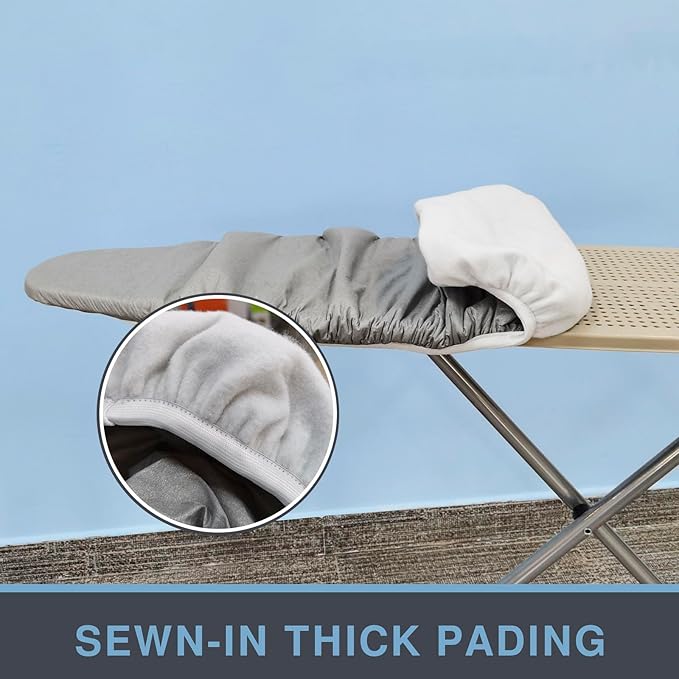Ironing Board Cover and Pad, Thick Padding, Elastic Edge, Silicone Coated