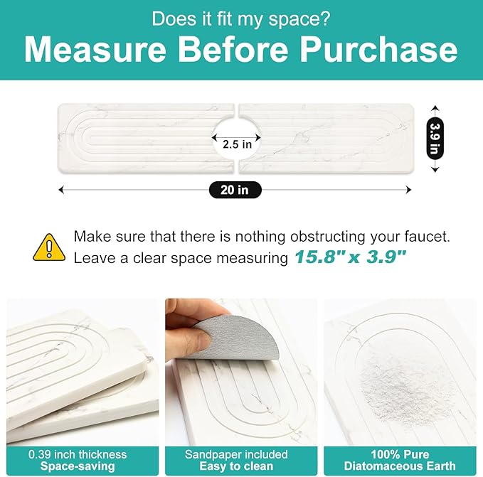 Small White Marble Stone Faucet Mat
