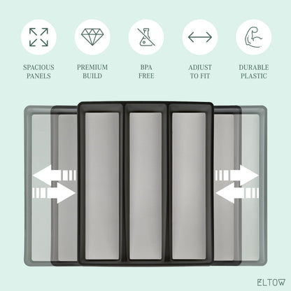ELTOW Large Expandable Silverware Drawer Organizer, 8 Compartment Non-Slip & Adjustable Silverware Organizer for Drawer, Kitchen Organization for Utensils, Cutlery, Silverware Tray (Black)