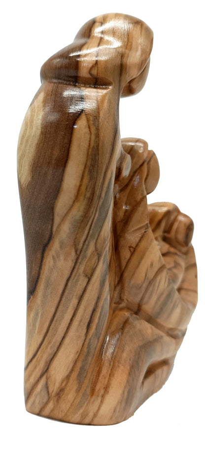 Zuluf Olive Wood Holy Family Nativity 4.4” – Hand Carved Joseph Mary Baby Jesus Figurine, Bethlehem Holy Land Wood Sculpture, Modern Family Statue, Rustic Home Decor Gift