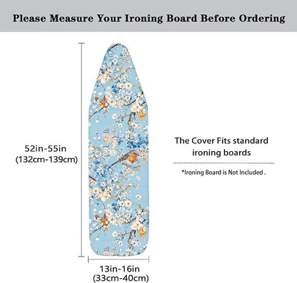 Blue Flower Ironing Board Cover and Pad 15x54