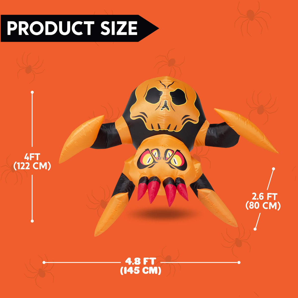 JOYIN 4ft Halloween Inflatable Spider Window Decoration, Stuck Blow Up Spider Window Breaker with LED Light, Scary Halloween Decoration for Outside Yard Garden Lawn House Decor
