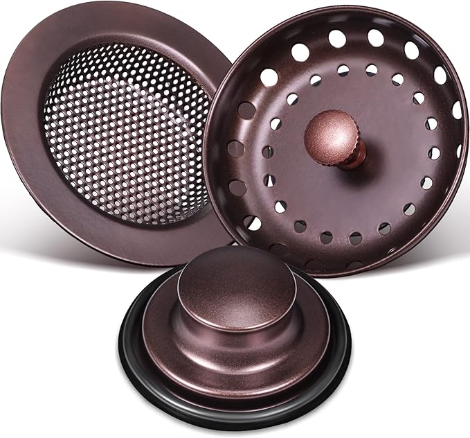 Mudder 3 Pcs Kitchen Sink Drain Strainer and Stopper Stainless Steel Garbage