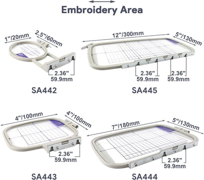Sew Tech Embroidery Hoops for Brother PE900 PE800 SE2000 SE2100DI SE1900 PE770 780D PE750 750D PE700 700II NS1250E NS1150E NS2750D NS2850D Brother Innovis 1250 700 Babylock Embroidery Machine Hoop