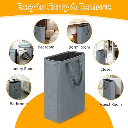 Slim Laundry Hamper, 48L Ultra Thin Collapsible Laundry Basket
