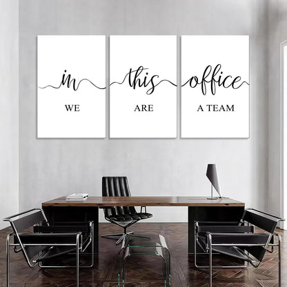 Hunanies In This Office We Are a Team Canvas Wall Art, Set of 3 Canvas Print, Inspirational Wall Decor For Office, Motivational Wall Art, Office Wall Decor (16" x 24" x 3 pcs)