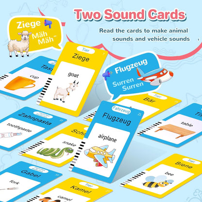 German & English Talking Flash Cards for Toddler, Learning Montessori Toys with 224 Sight Words, Speech Therapy Toys, Children's Sensory Preschool Learning Educational Birthday