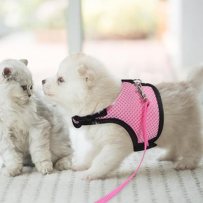 YARNOW 2pcs Adjustable Small Pet Harness Leash Set for Rabbits and Guinea Pigs – Breathable Mesh Vest, Medium Size, Outdoor Walking and Training Safety Gear