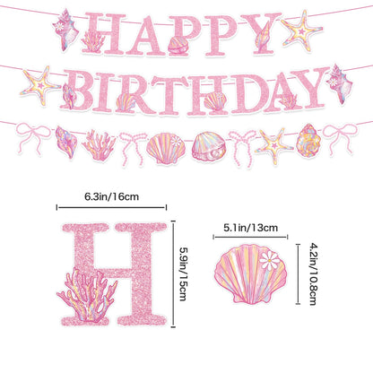 Pink Seashell Party Decorations Include Seashell Banner-Backdrop-Balloons-Cake Topper-Cupcake Toppers for The Summer I Turned Pretty Party Decorations