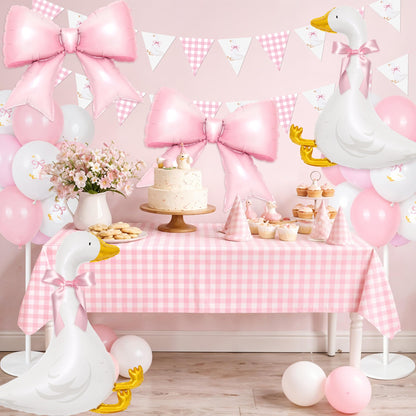 Kriyokiaa One Silly Goose Birthday Decor Girl 39PCS Silly Goose Baby Shower Decorations with Goose Bow Foil Balloons and Geese Banner for Girl Pink Baby Shower 1st Birthday Party Decorations
