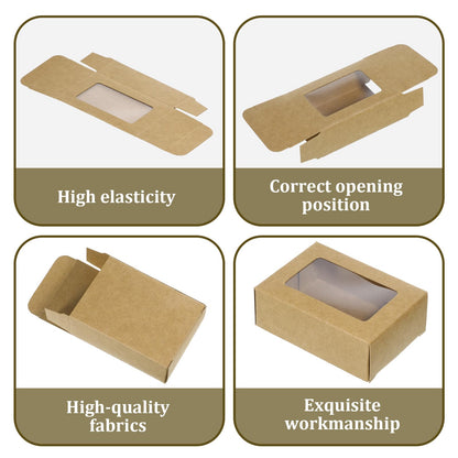 100 Pcs Soap Boxes for Handmade Soap, 3.35 x 2.36 x 1.18 Inch Kraft Paper Soap Packaging Boxes with Clear Window Small Rectangular Gift Wrapping Box for Bakery Candy Cookies Chocolate Party Favors