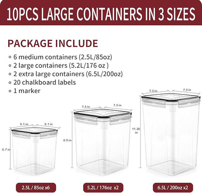 PRAKI Large Airtight Food Storage Containers