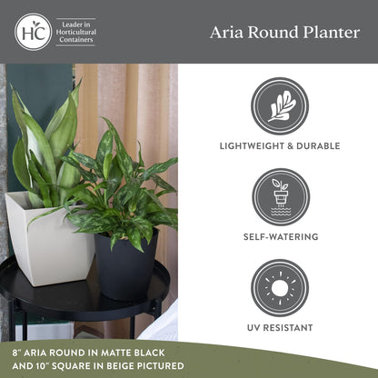 The HC Companies Aria Round Self-Watering Pot - Lightweight Plastic Planter for Herbs & More - Durable Plant Pots for Indoor Plants & Outdoor Plants (6" Glossy White, Pack of 1)