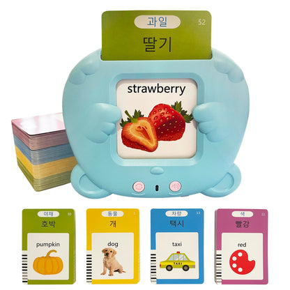 Korean-English Talking Flash Cards for Kids 112 PCS, Learn Korean Alphabet, Words and Pronunciation, Korean Language Learning Toys for Beginners