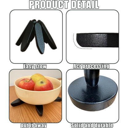 Wooden Trivets for Hot Dishes, Tree Shape Trivet Set, 4 Walnut Wood + 1 Stand stored Like a Christmas Tree,Foldable Kitchen Wooden Trivet,for Hot Dishes、Pot、Bowl、Teapot、Hot Pot Holder (Black)