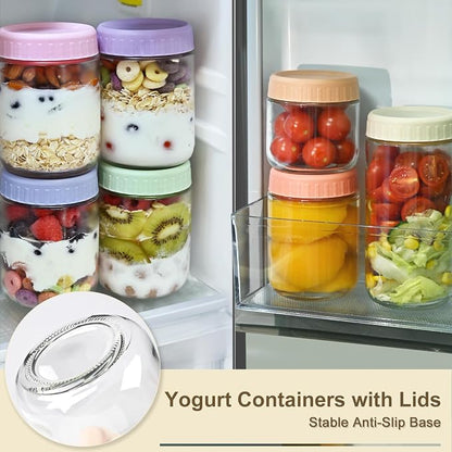 Overnight Oats Containers with Lids, 24oz Wide Mouth Mason Jars with Lids, 9 Pack Glass Jars with Airtight lid for Chia Pudding Yogurt Salad, Meal Prer Oatmeal Jars, Yellow