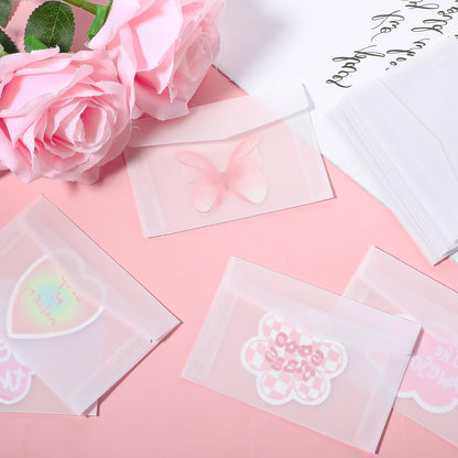 100Pcs Glassine Envelopes, 3.9×2.7 Inches Mini Lotto Ticket Holders, Transparent Glassine Bags, Small envelopes, Glassines Paper Bags for Stamp Scratch Ticket Wedding Favor Craft Project