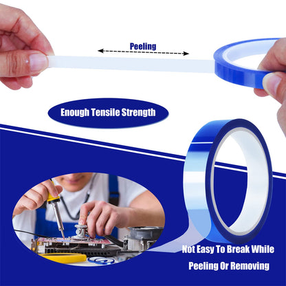 MEBMIK 6 Rolls 20mm x33m(108ft) Blue Heat Tape High Temperature Heat Resistant Tape Heat Transfer Tape for Heat Sublimation Press Vinyl,No Residue