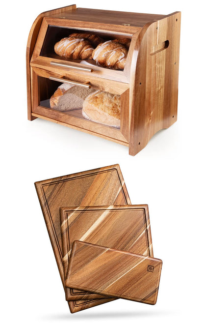 Apace Living Acacia - Arise Bread Box + Chorus Cutting Board Set