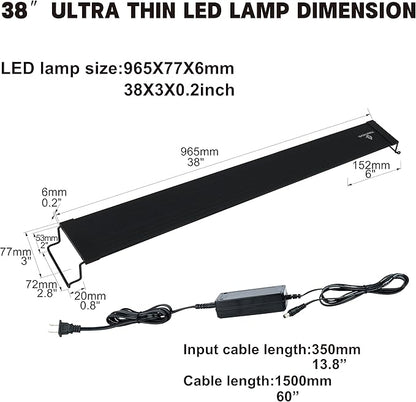 WaterRebirth Ultra-Slim Full Spectrum LED Aquarium Light with Adjustable Brackets,1250LM 30W for 36Inch to 42Inch Fish Tank Lighting Fresh Water