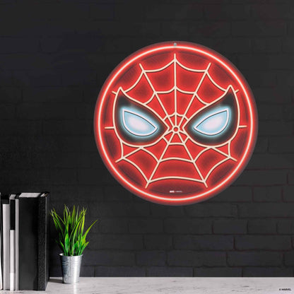 Open Road Brands Marvel Spider-Man Mask Round Metal Sign - Fun Spider-Man Wall Decor for Man Cave or Movie Room