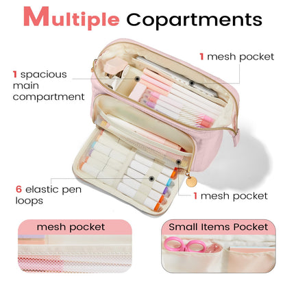 Sooez Large Pencil Case Pouch, Soft Pencil Bag with Zipper, Pen Bag Wide Opening, School Supplies Cute Pencil Case for Girls Boy Men Women, Blue
