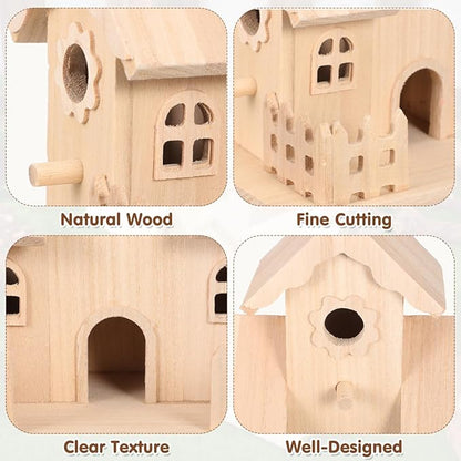 Toddmomy Solid Wooden Bird Nest Box 7.87X4.92X7.87In Unfinished Hanging Birdhouse for Garden Patio Home Decor and Small Pets Sleeping Nest