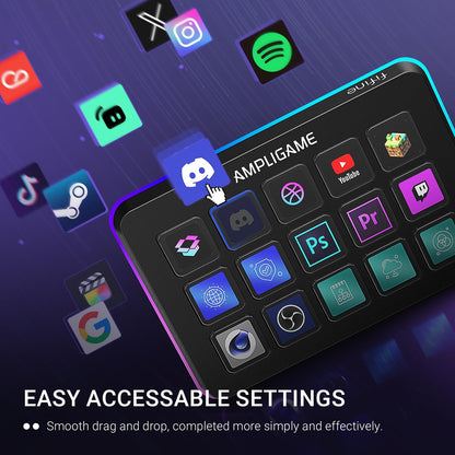 FIFINE AmpliGame Stream Controller with 15 Macro Keys, Streaming Keyboard with Trigger Actions in OBS/Twitch/YouTube/Streamlabs, Shortcut Buttons Keypad Works with Mac and PC-D6