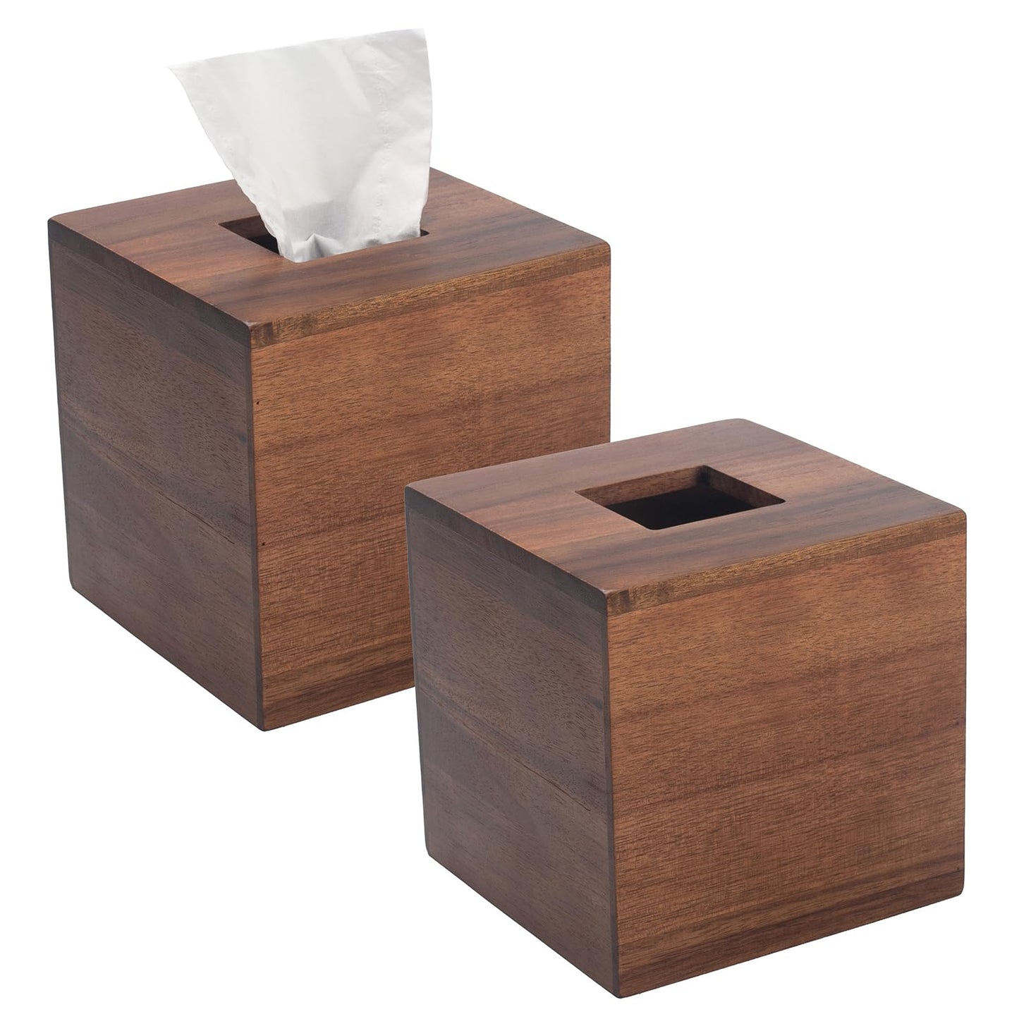 Tissue Box Cover, Square Tissue Box Holder, Acacia Wood Facial Paper Holder for Bathroom, Bedroom, Dinner Table, Office (1 Pack, 5.7 x 5.7 x 5.7 inch)