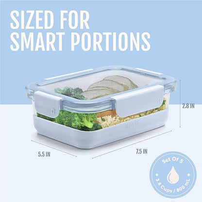 Ello Duraglass 3.4 Cup Meal Prep Sets 10Pc, 5 Pack Set- Glass Food Storage