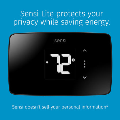 Sensi Lite Smart Thermostat, Programmable, WiFi, Easy DIY, Works With Alexa, ENERGY STAR Certified, ST25, Most Systems C-Wire Not Required, C-Wire needed with Heat/Cool Only & Heat Pump System – Black